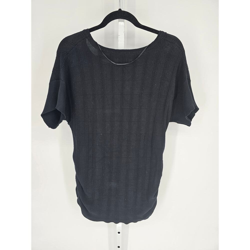 APT 9 Womens Sz 0X Short Sleeve Ribbed Top Solid Black - Picture 4 of 4
